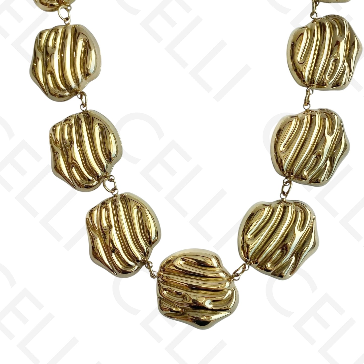 Colar de aço - multi-medalhas trabalhada