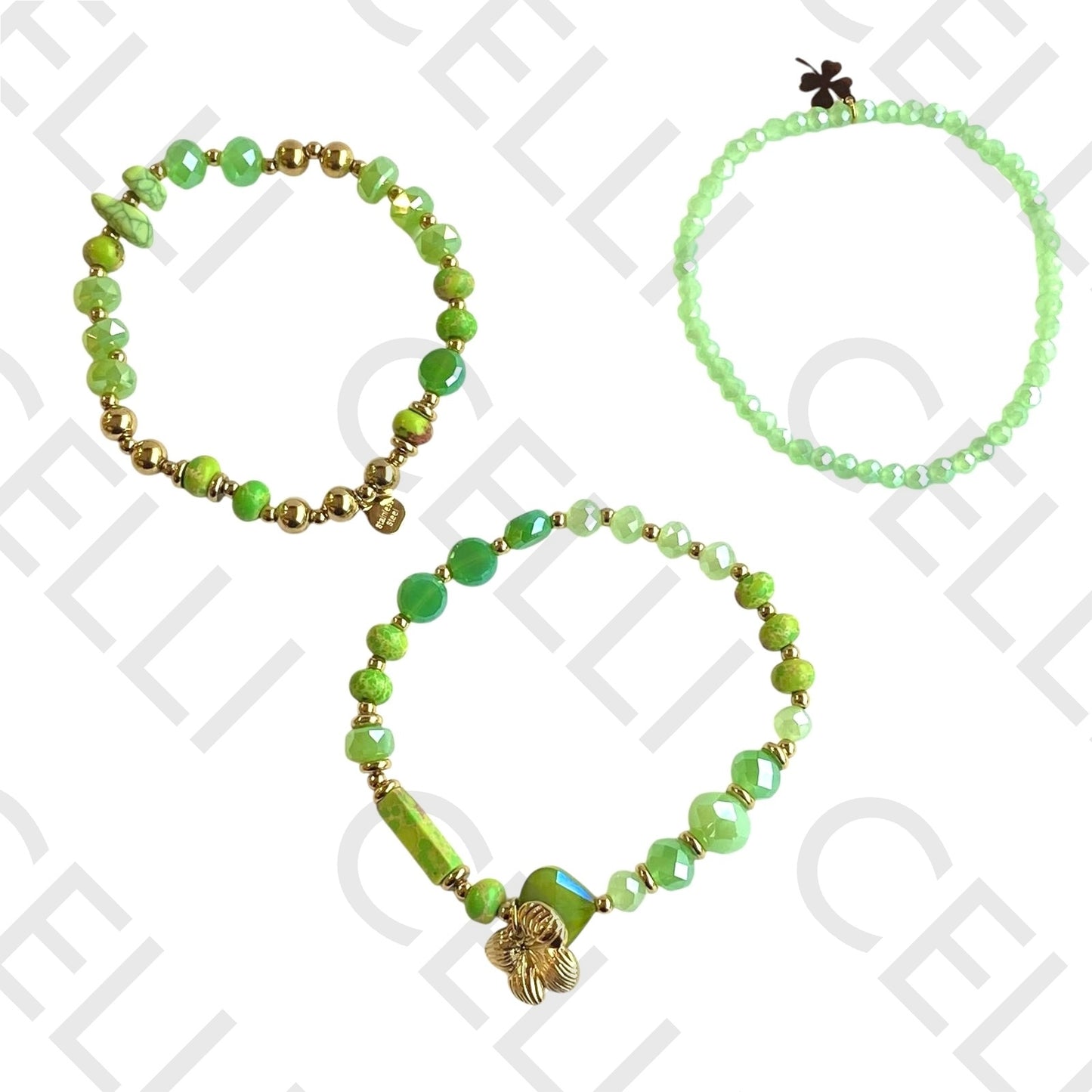 Pulseira de Aço - com pedras naturais e cristais facetados
