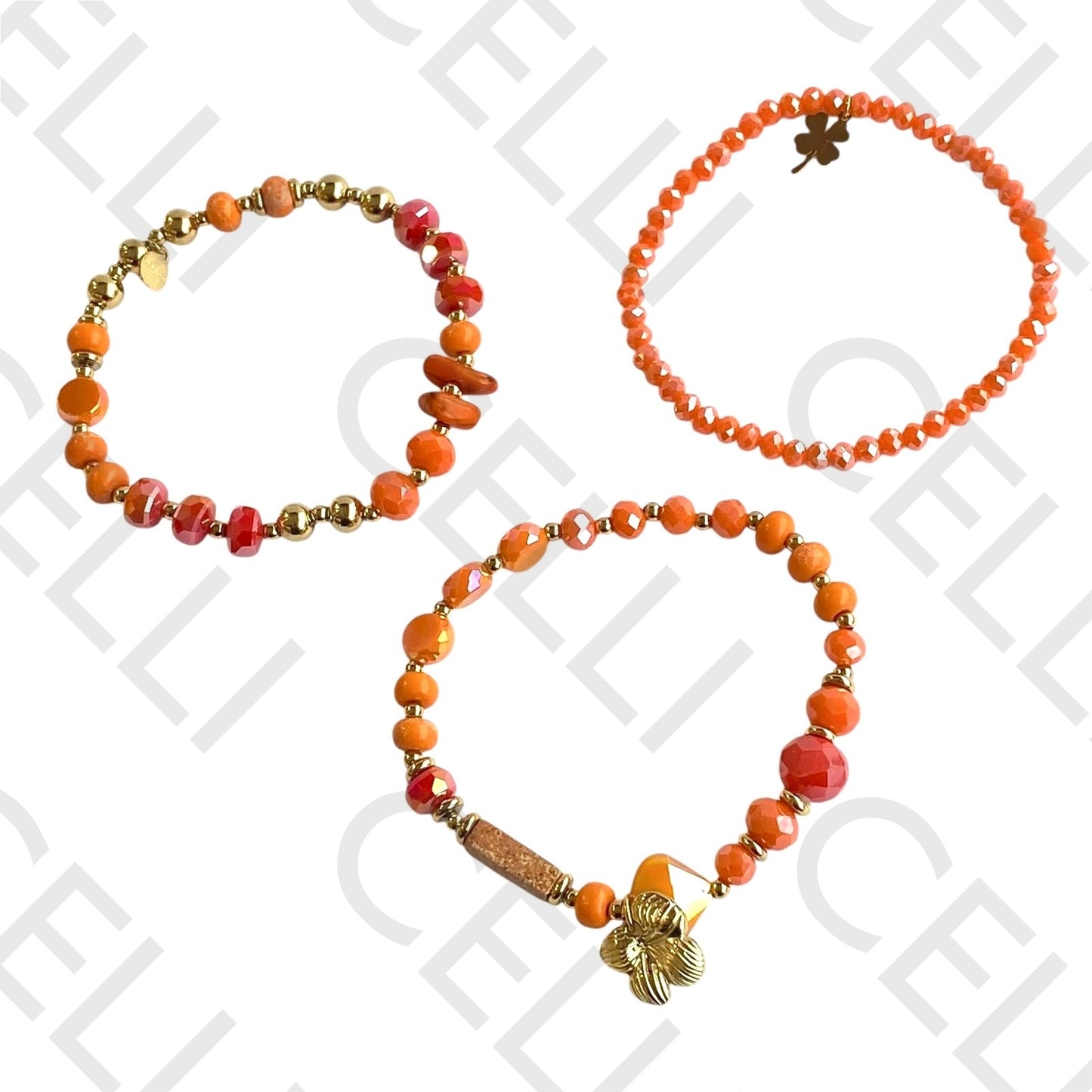 Pulseira de Aço - com pedras naturais e cristais facetados