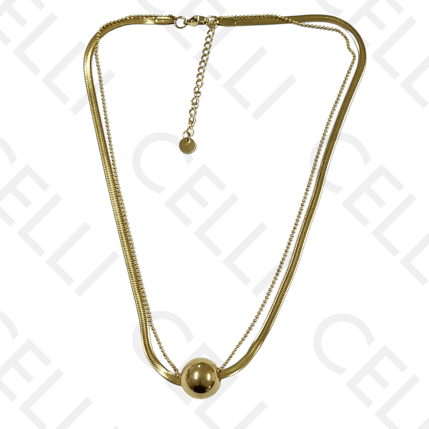 双球形吊坠不锈钢项链