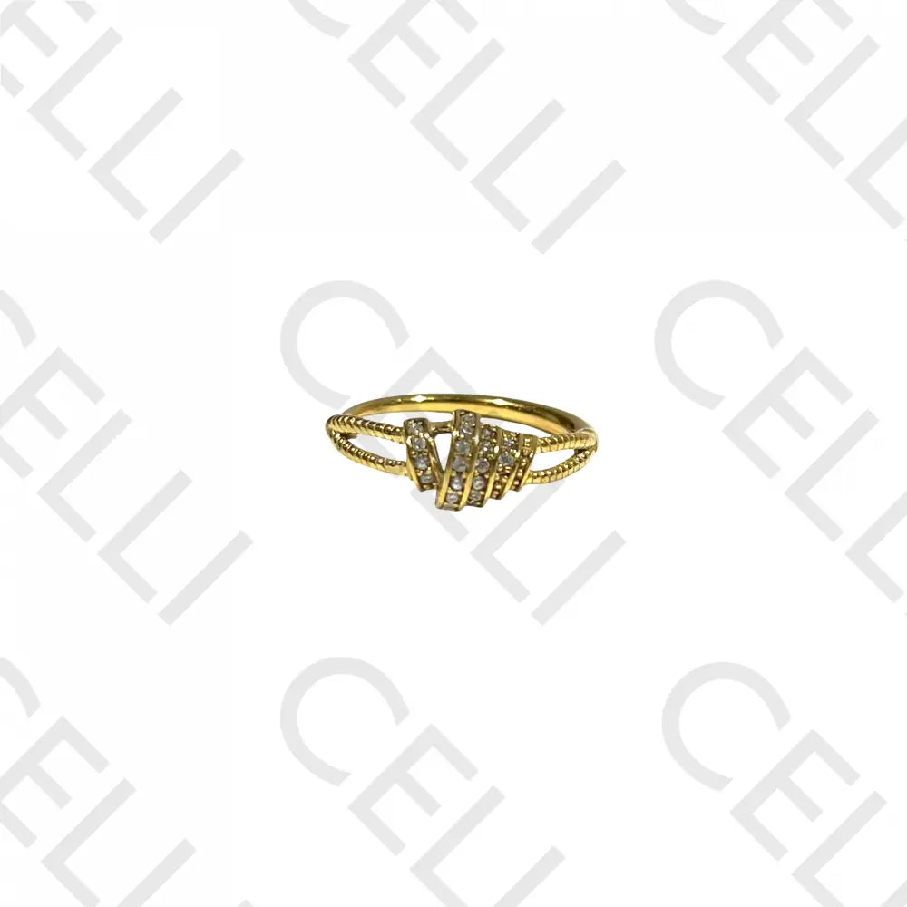 Anel De Aço - Nó Com Zircónias Dourado