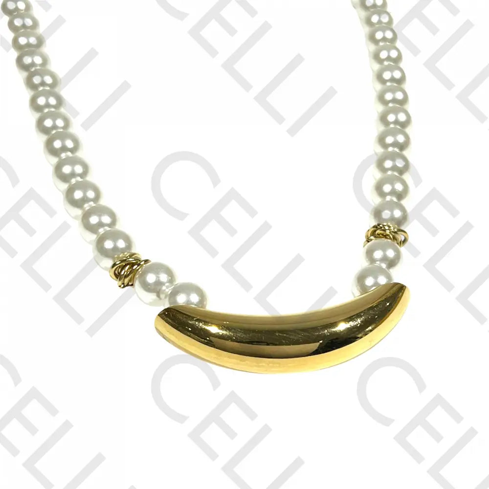 Colar De Aço - Pérolas Com Entremeio