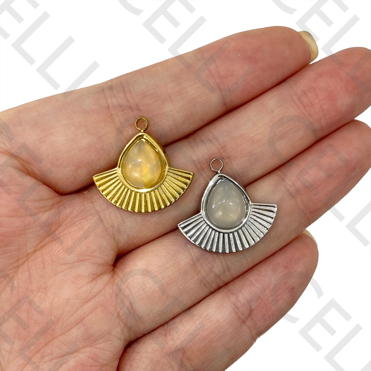 Medalha de Aço com Pedra Natural