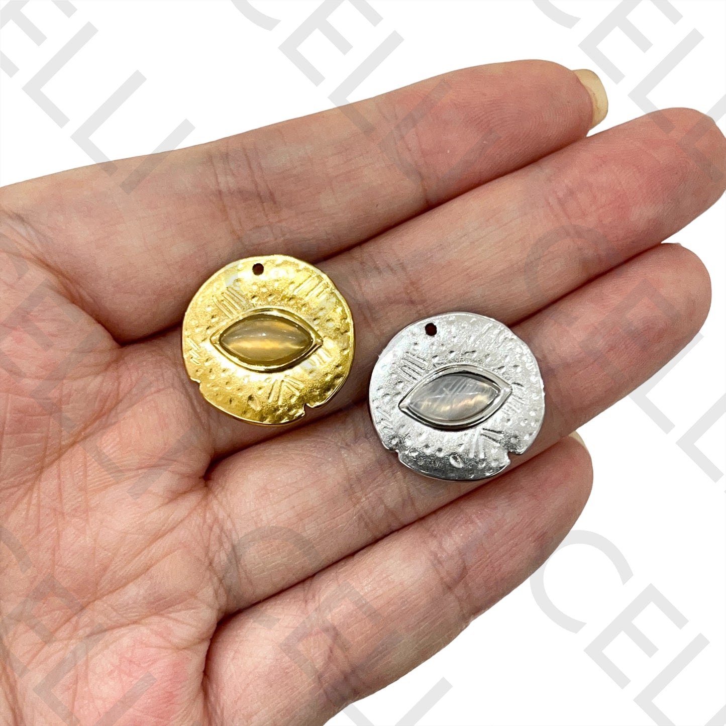 Medalha de Aço com Pedra Natural - olho