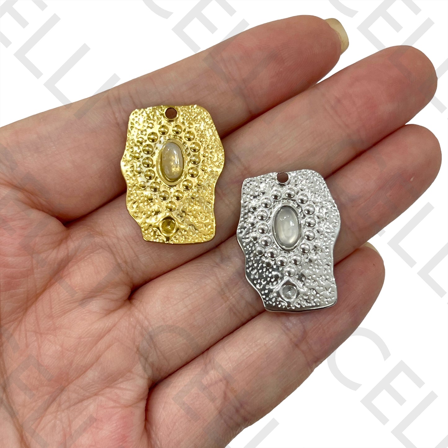 Medalha de Aço com Pedra Natural