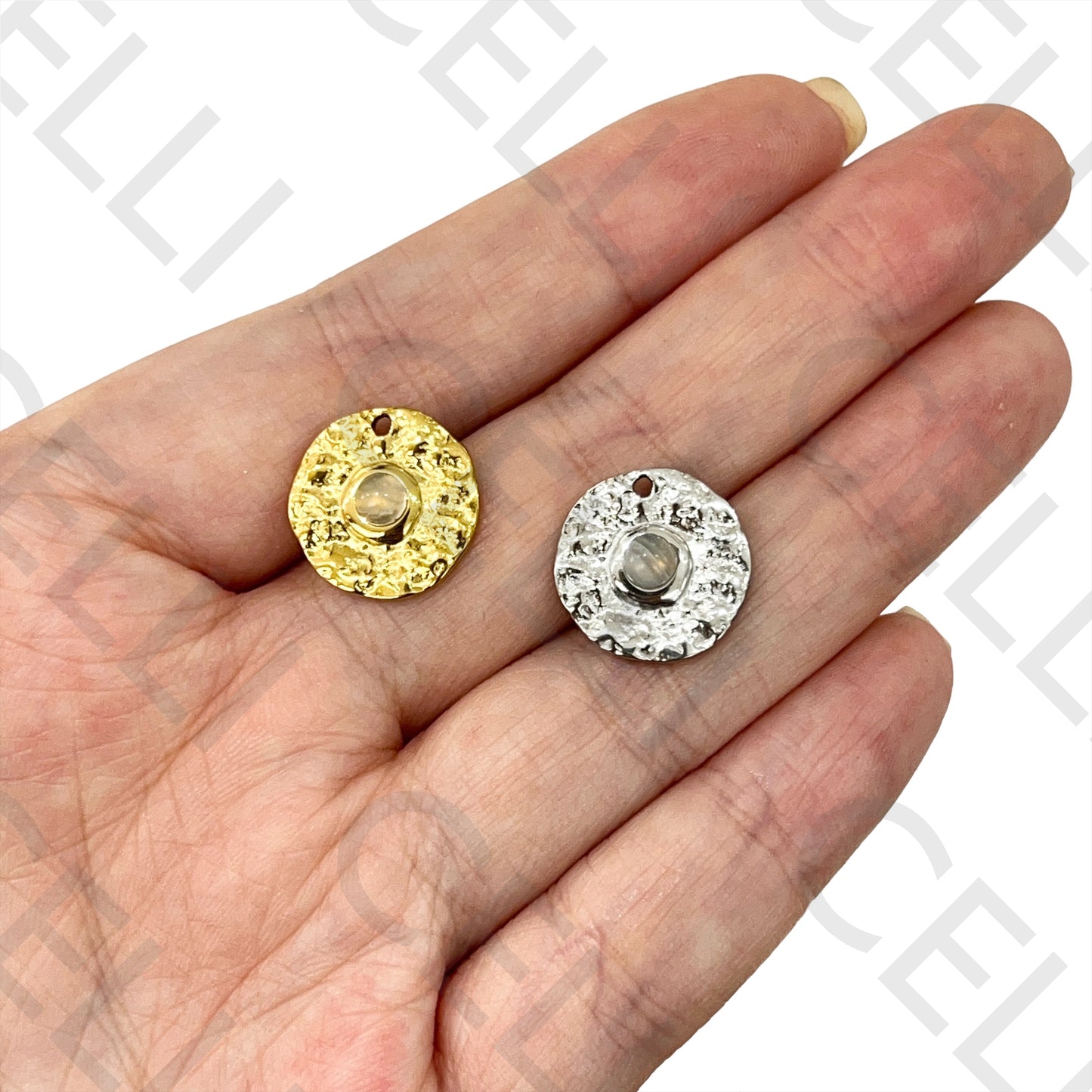 Medalha de Aço com Pedra Natural