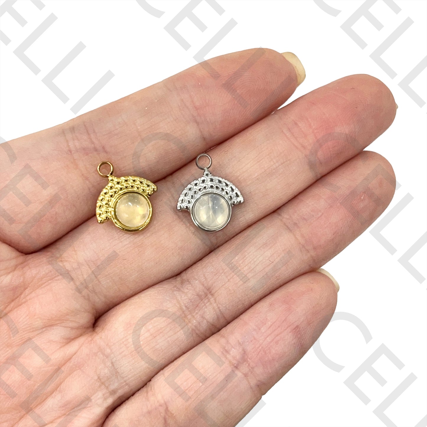 Medalha de Aço com Pedra Natural