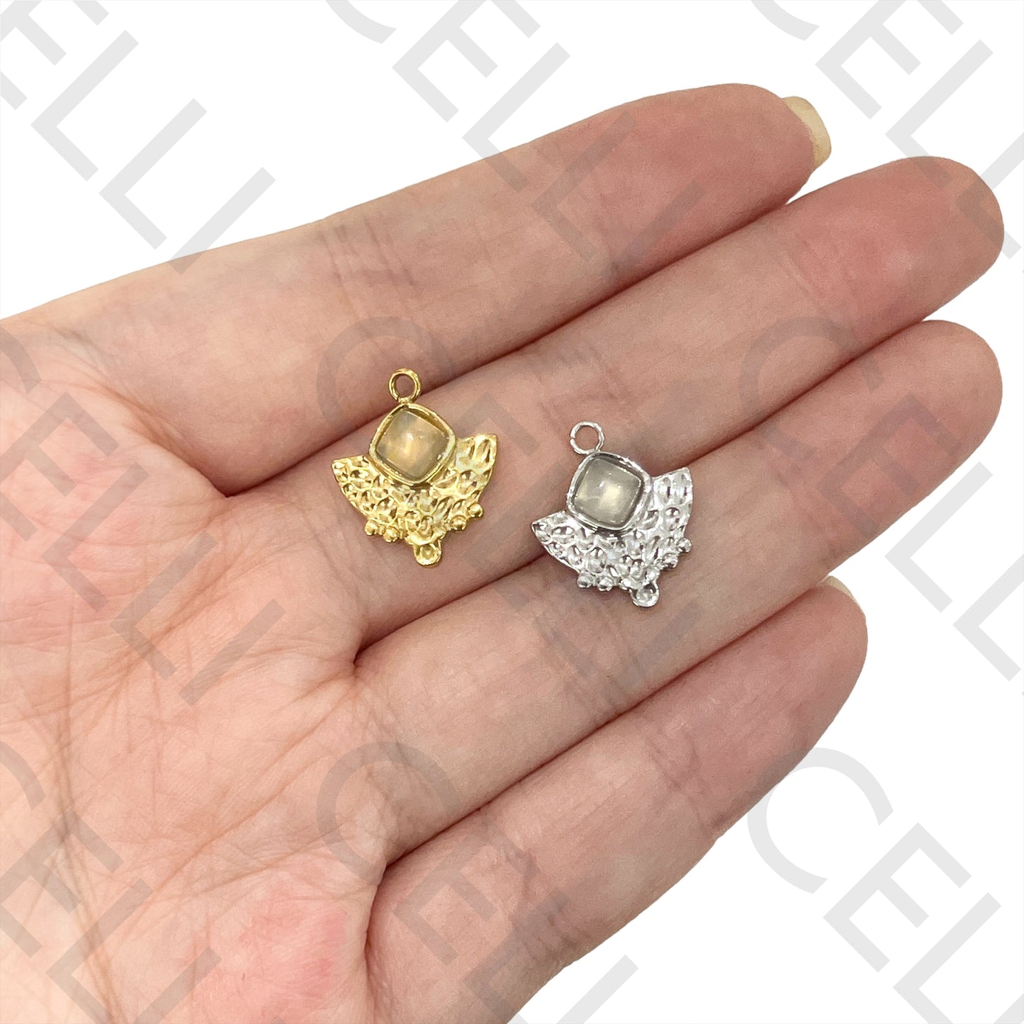 Medalha de Aço com Pedra Natural