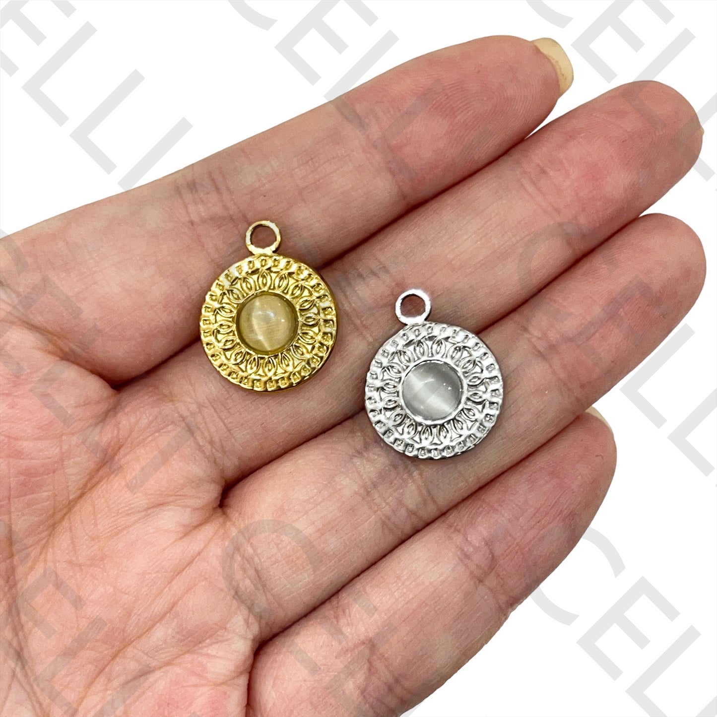 Medalha de Aço com Pedra Natural