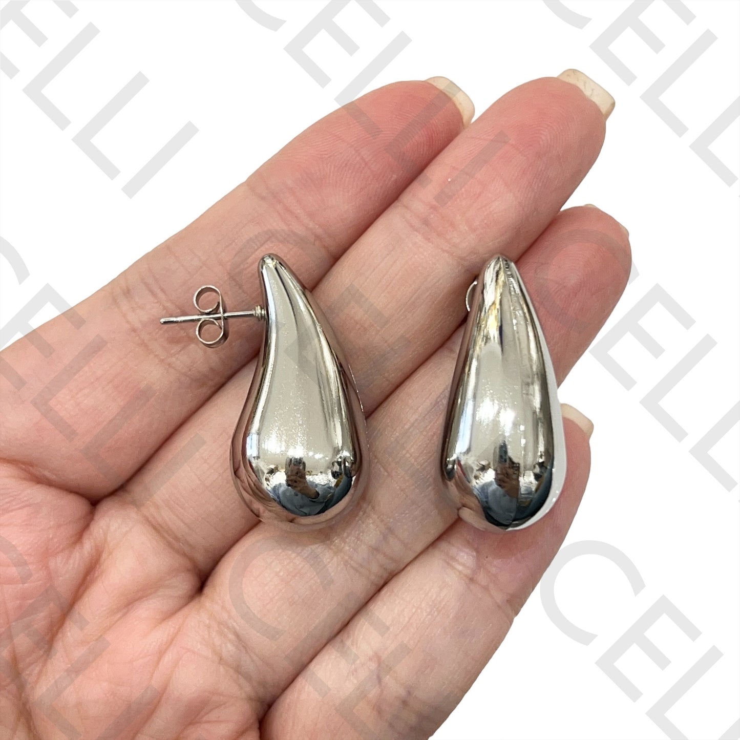 不锈钢耳环 - 水滴形(窄)