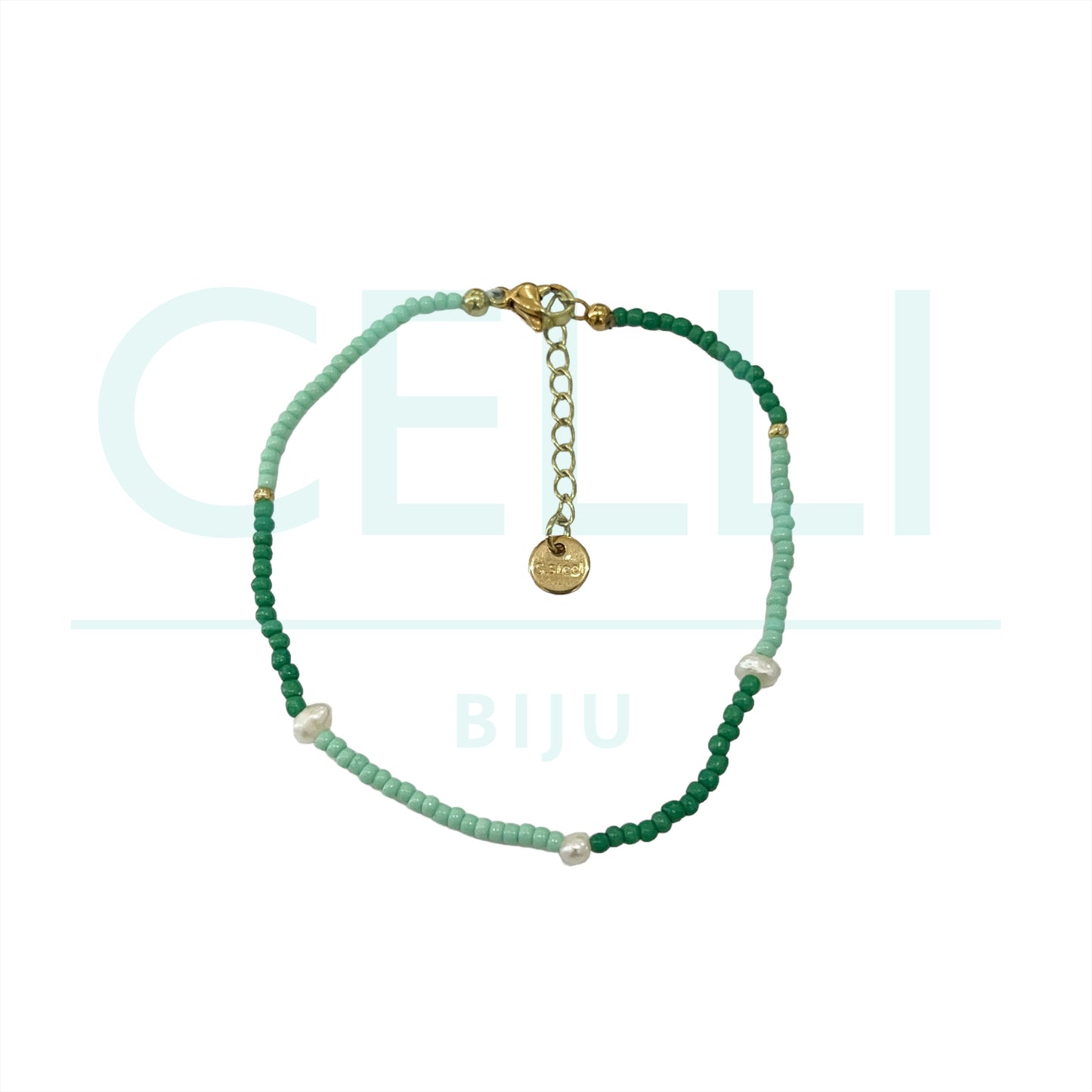 Colar / Pulseira de Aço com pérolas de água doce e missangas miyuki