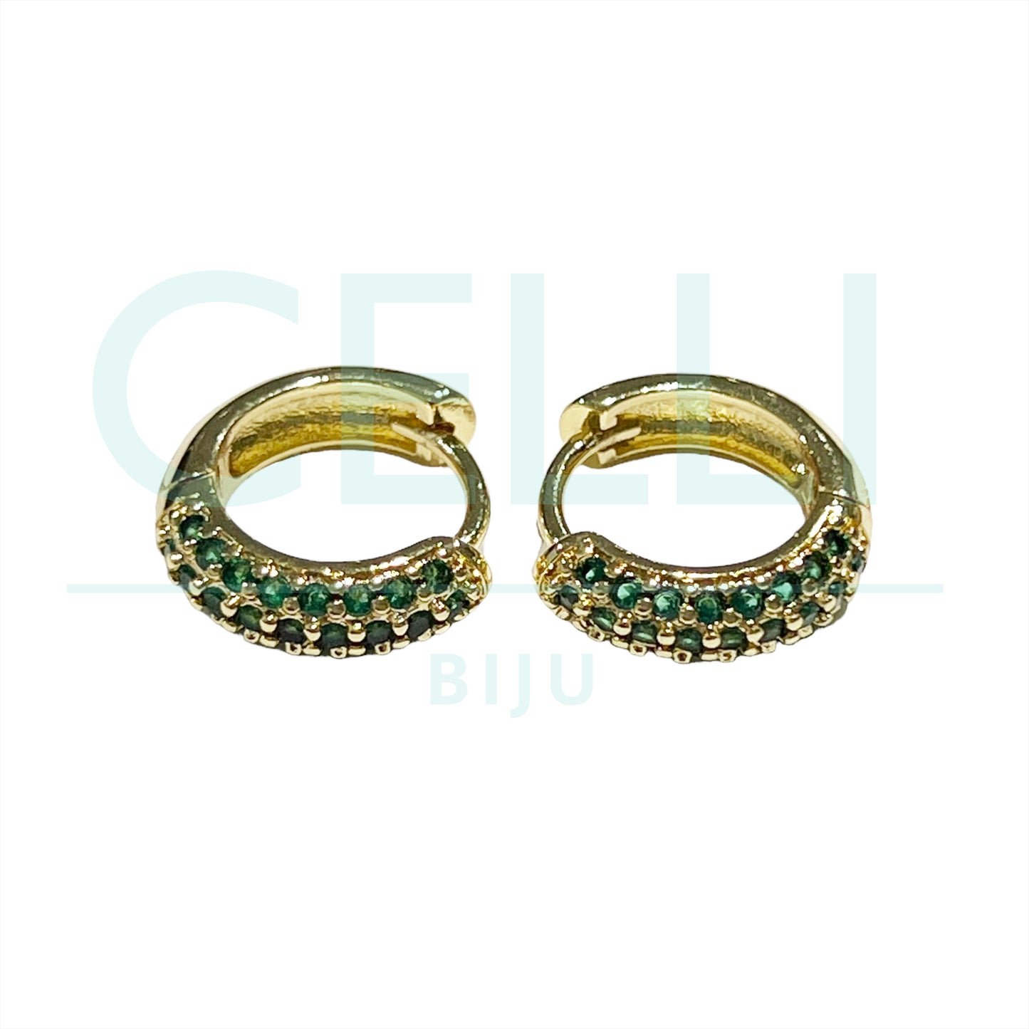 Brinco de Ródio com Zircônias - argola colorida