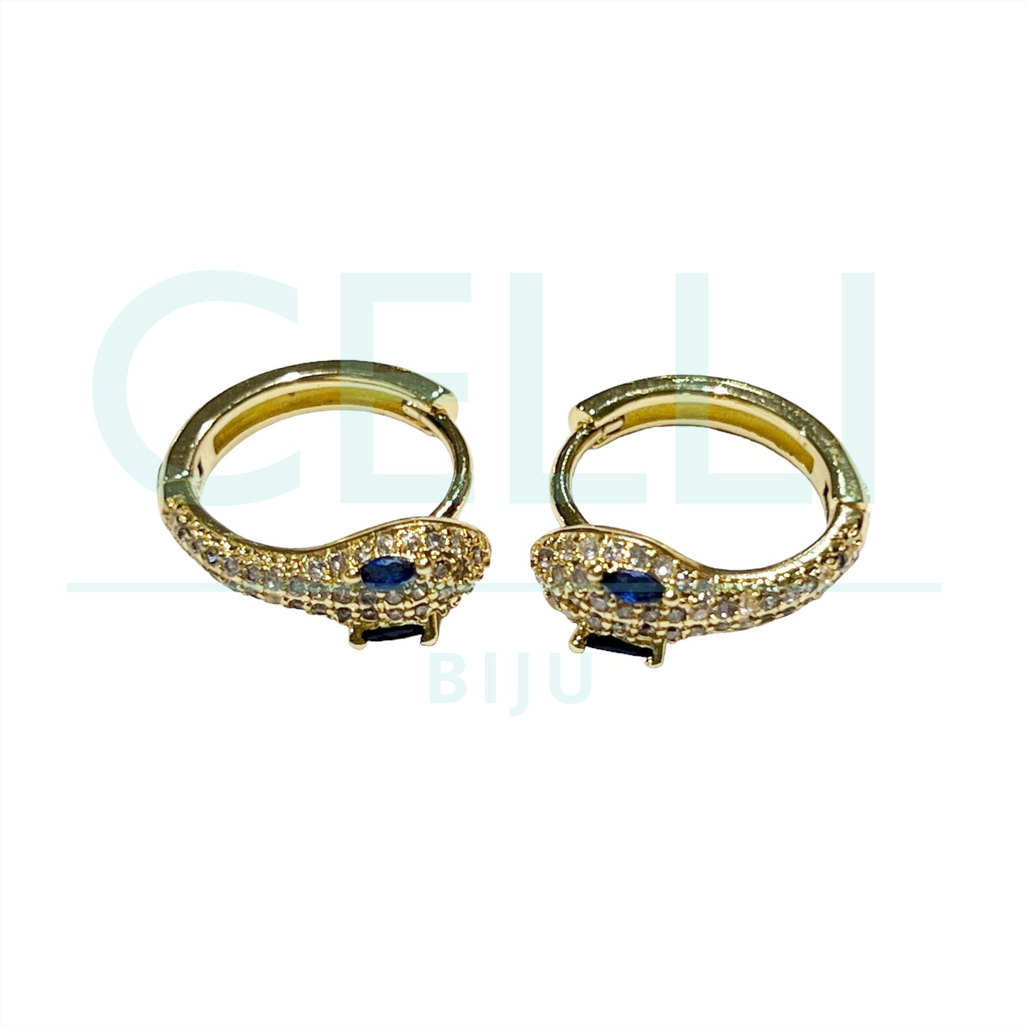 Brinco de Ródio com Zircônias - argola cobra