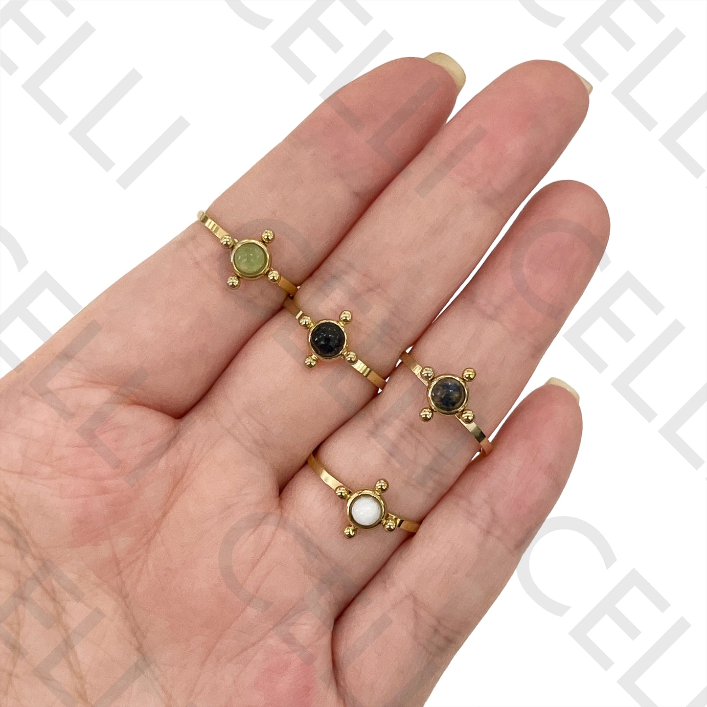 Anel de Aço - pedra natural redondo