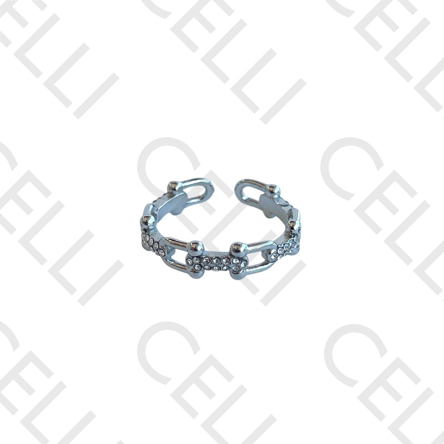 Anel de Aço - corrente com brilhantes