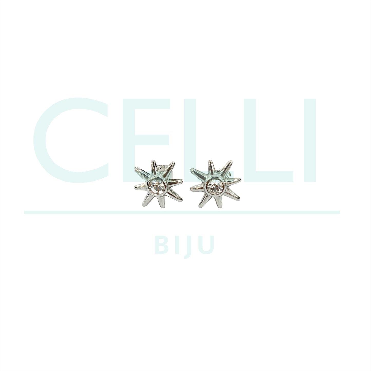 Brinco de Aço com medalhinha mini - estrela com brilhante