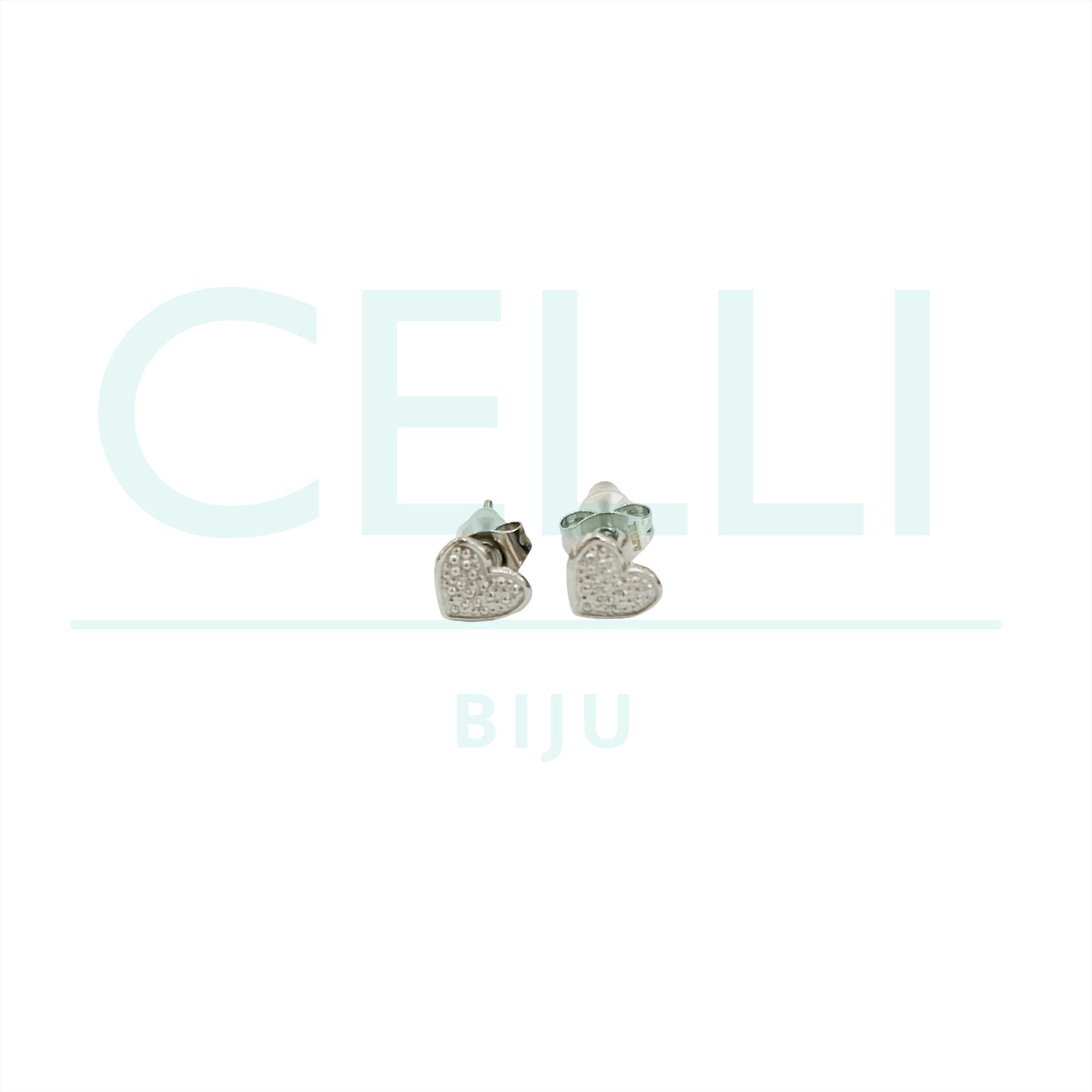 Brinco de Aço com medalhinha mini - coração (detalhado)