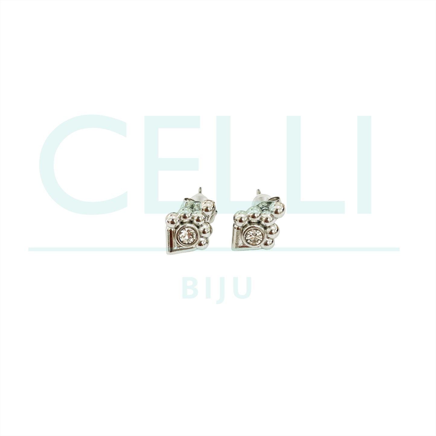 Brinco de Aço com medalhinha mini - com brilhante