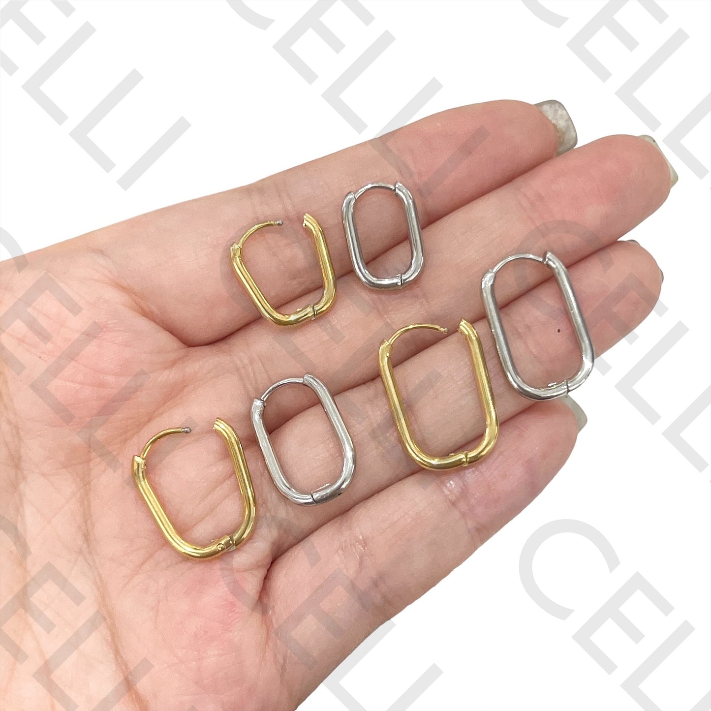 钢制耳环 - 基本款椭圆环,厚度2mm