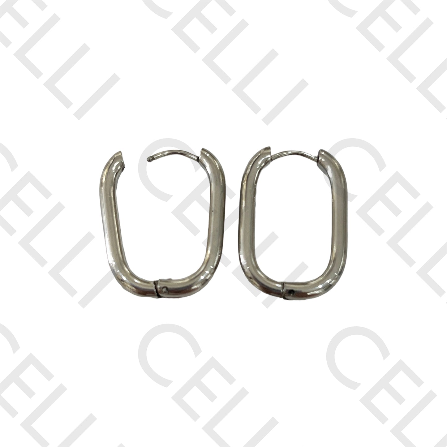 Steel Hoop Earring - Oval Rectangular 3mm