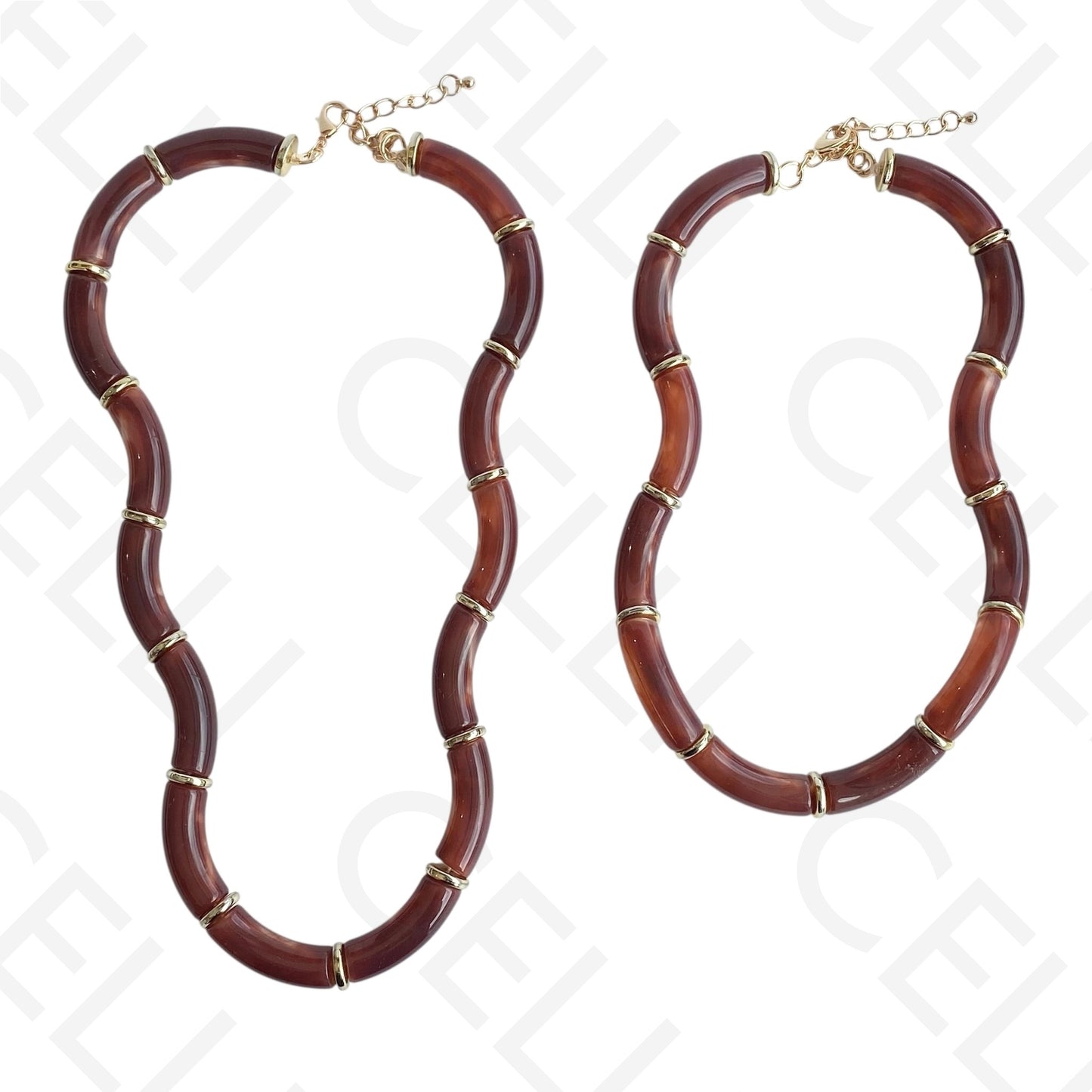 Colar de moda - 2 em 1 com contas onduladas