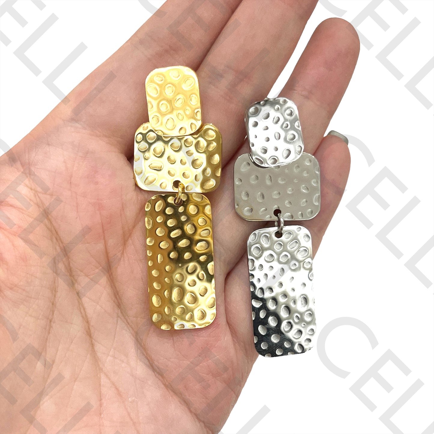 Steel Earring - Hammered Detail