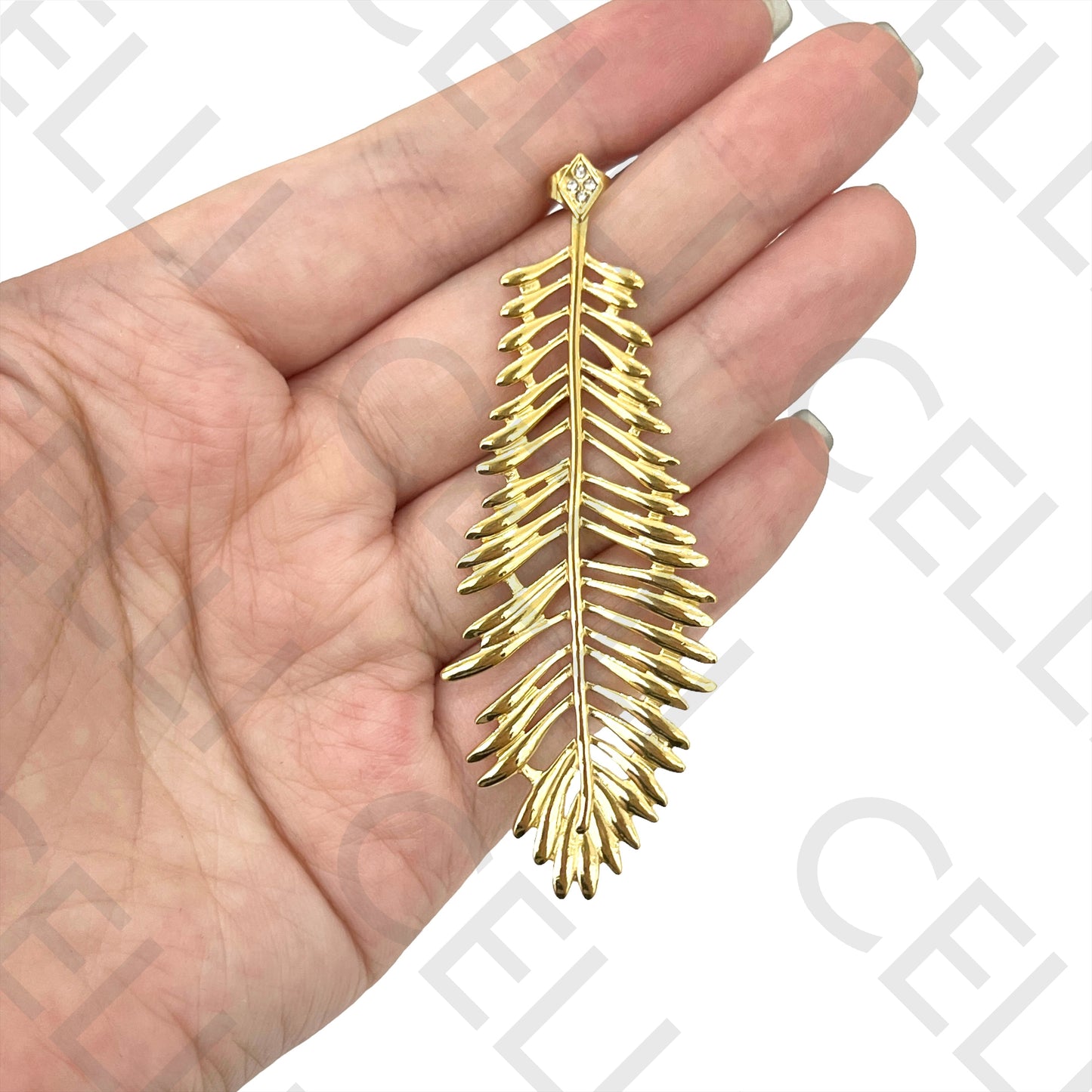 Steel Earring - leaf with brilliants