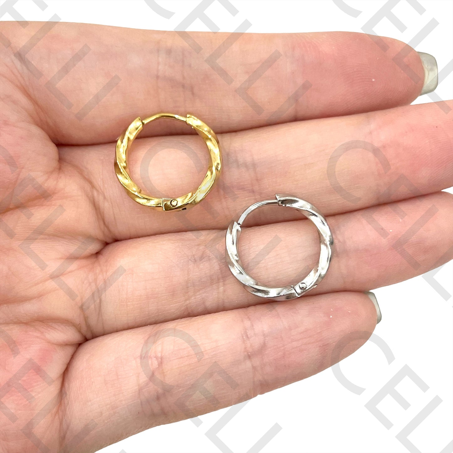 Steel Hoop Earrings - Twisted