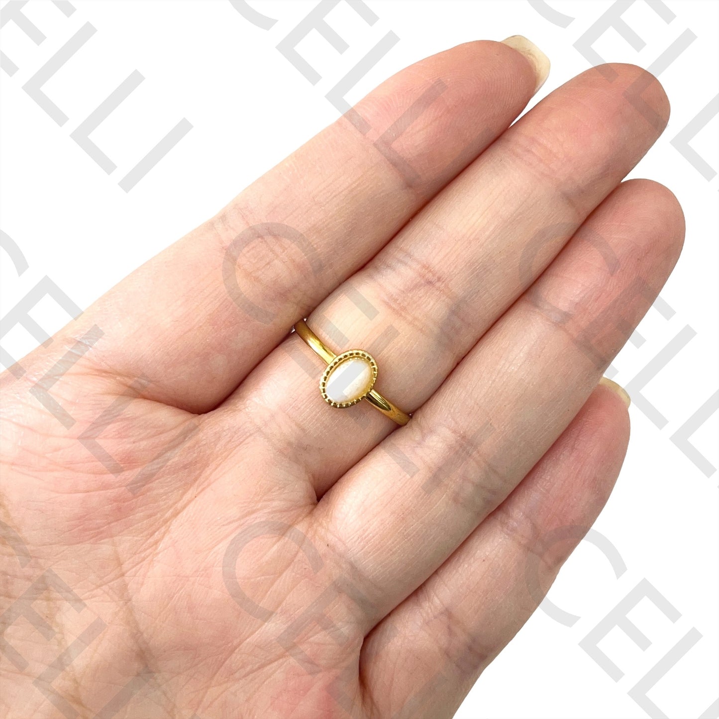 Steel Ring - with natural stone