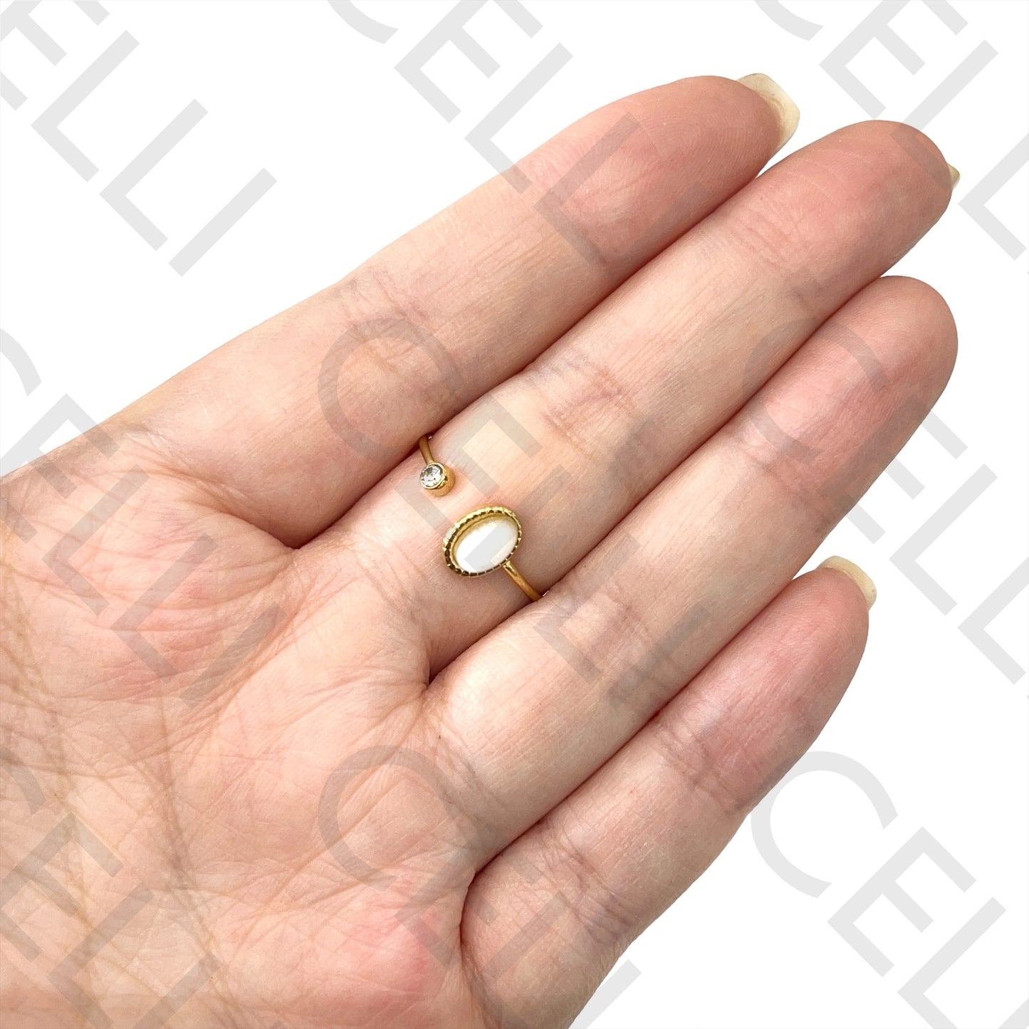 Steel Ring - with natural stone