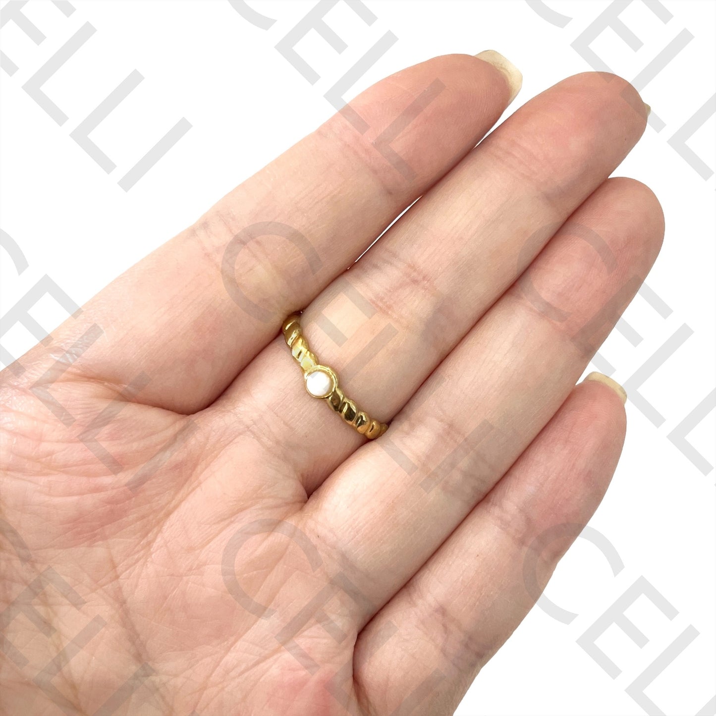 Steel Ring - with natural stone