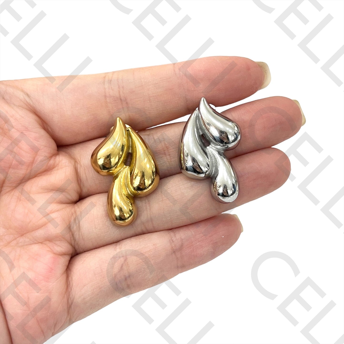 钢制耳环 - 水滴形