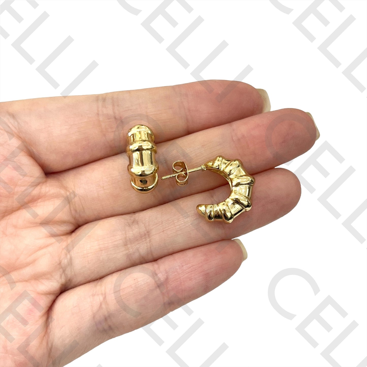 Steel earring - bamboo hoop