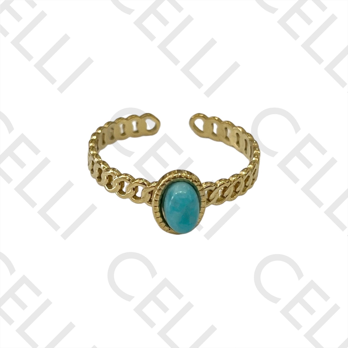 Steel Ring - with natural stone