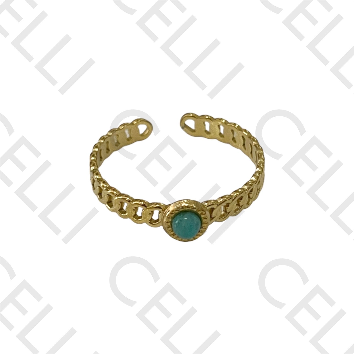 Steel Ring - with natural stone