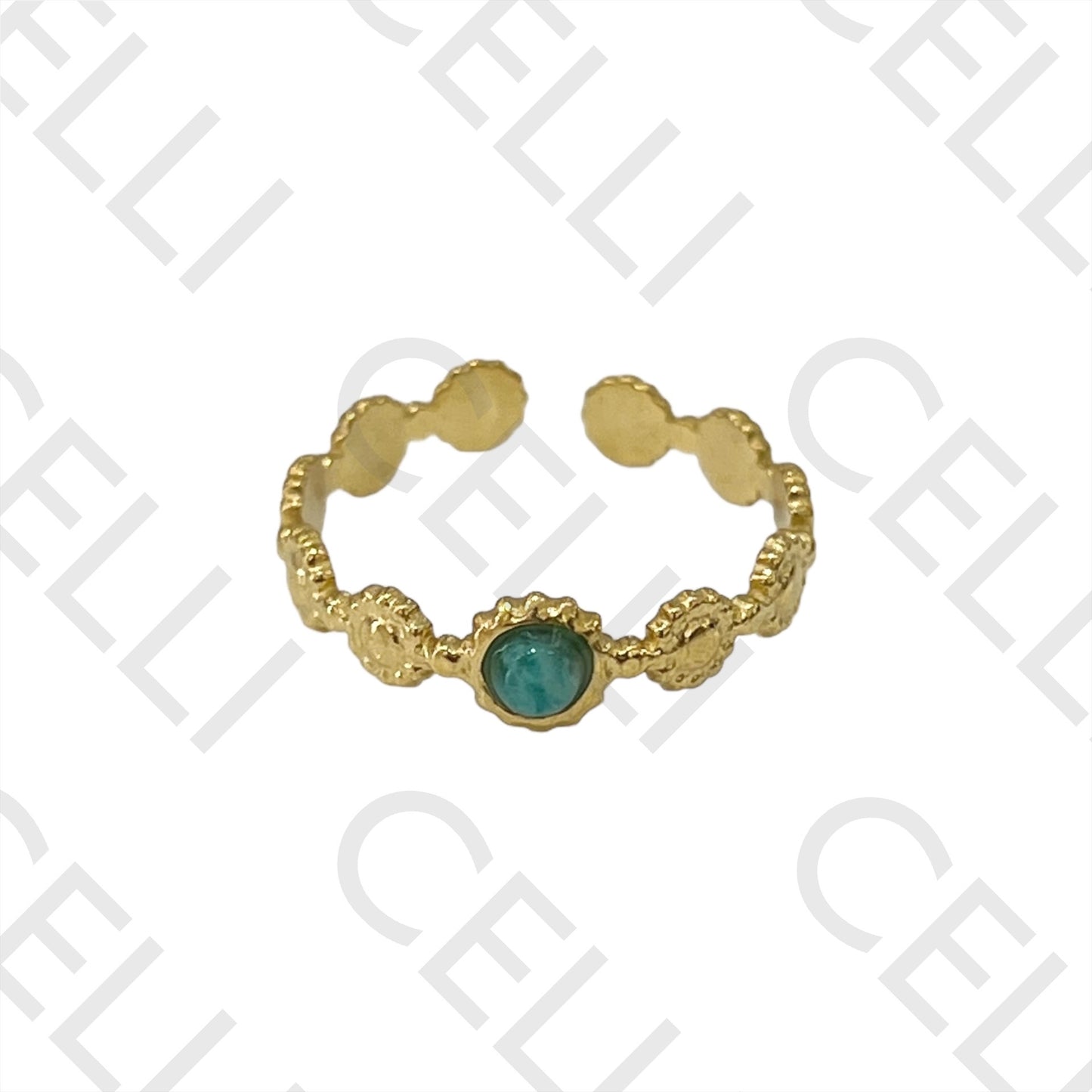 Steel Ring - with natural stone