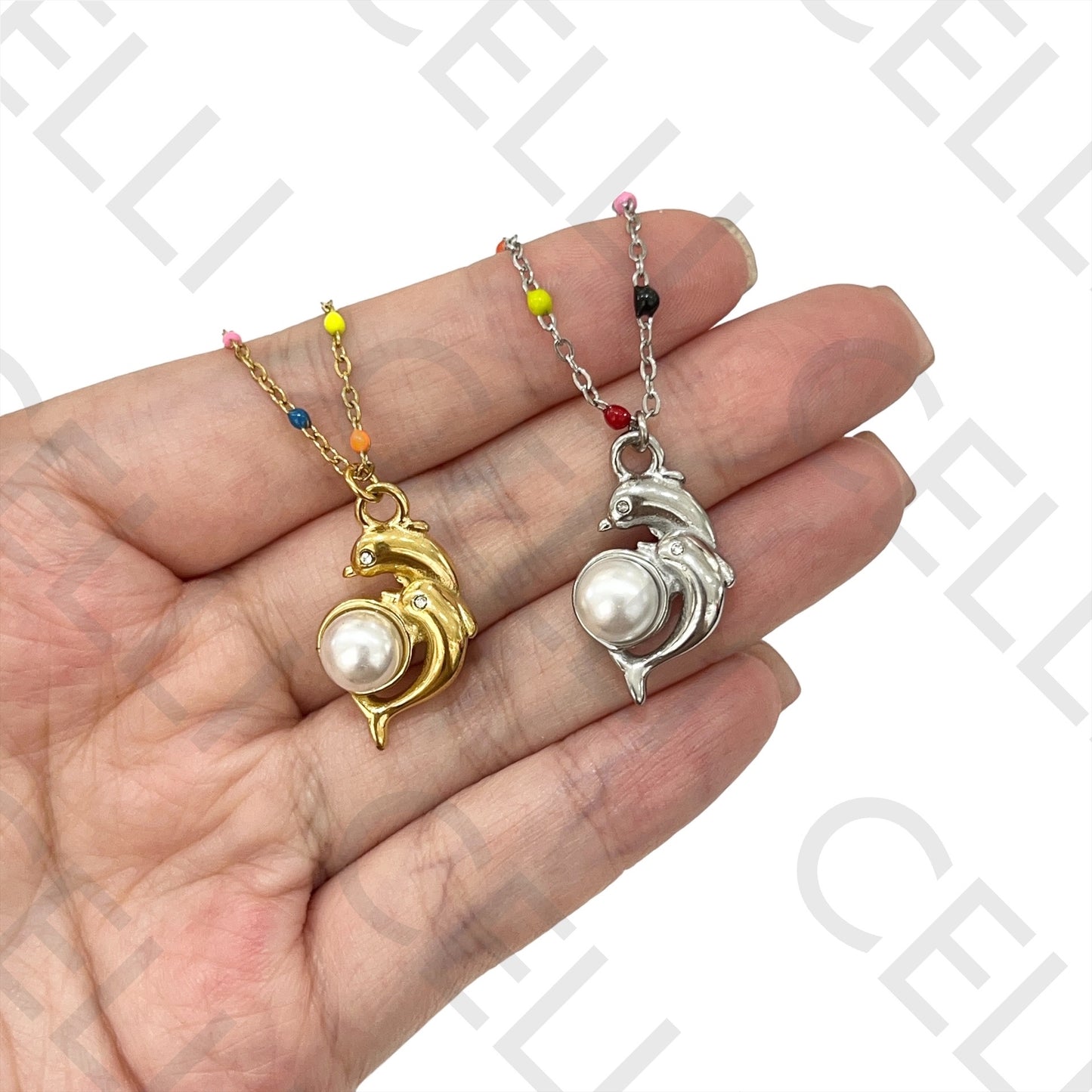 不锈钢项链/耳环 - 海豚