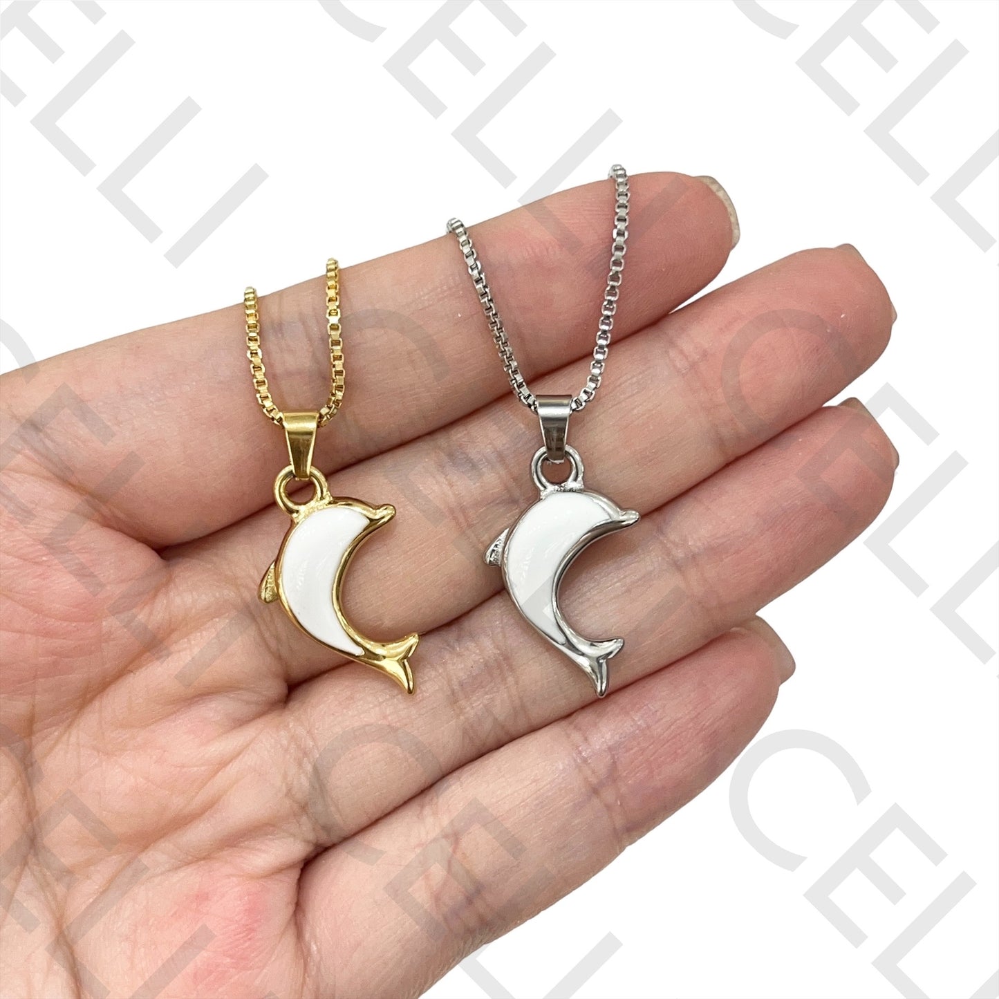 Collar/Pendiente de acero - delfín