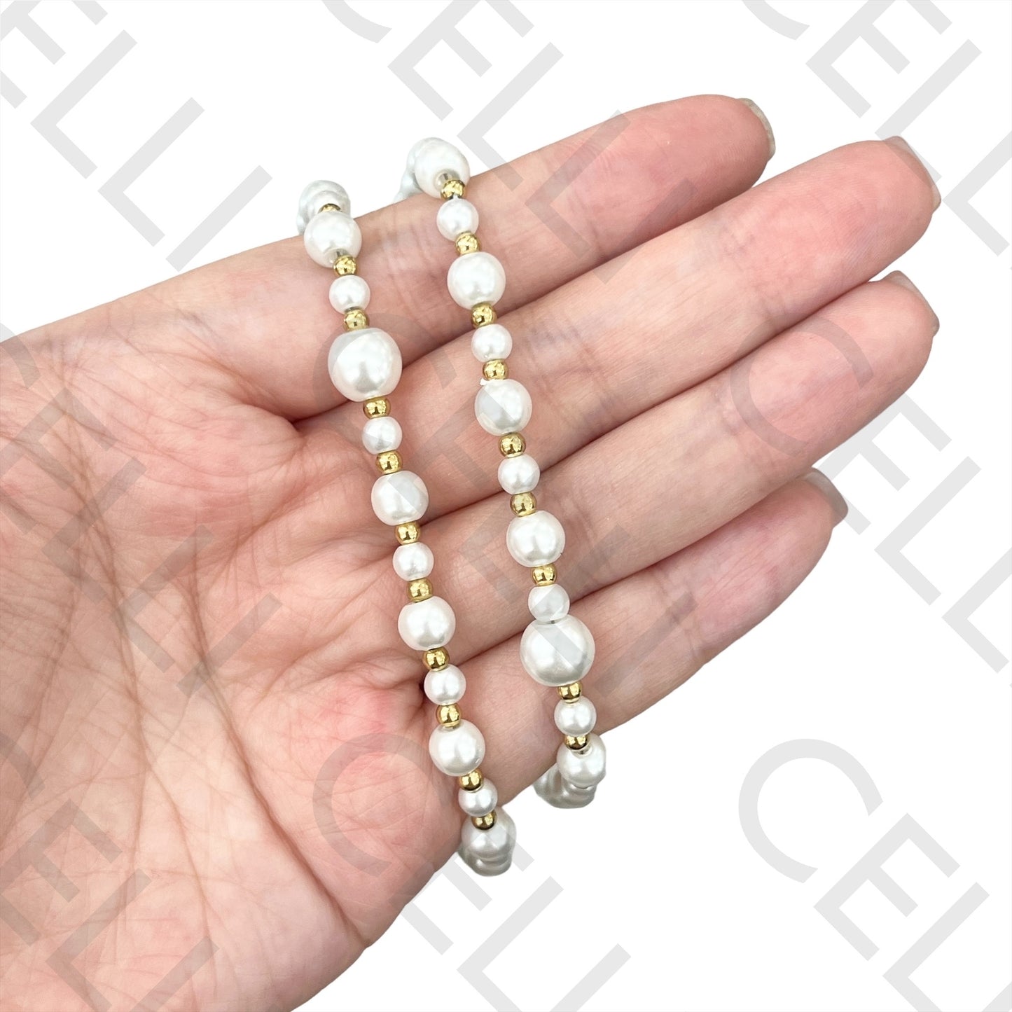 钢制项链 - 长款钢球与珍珠