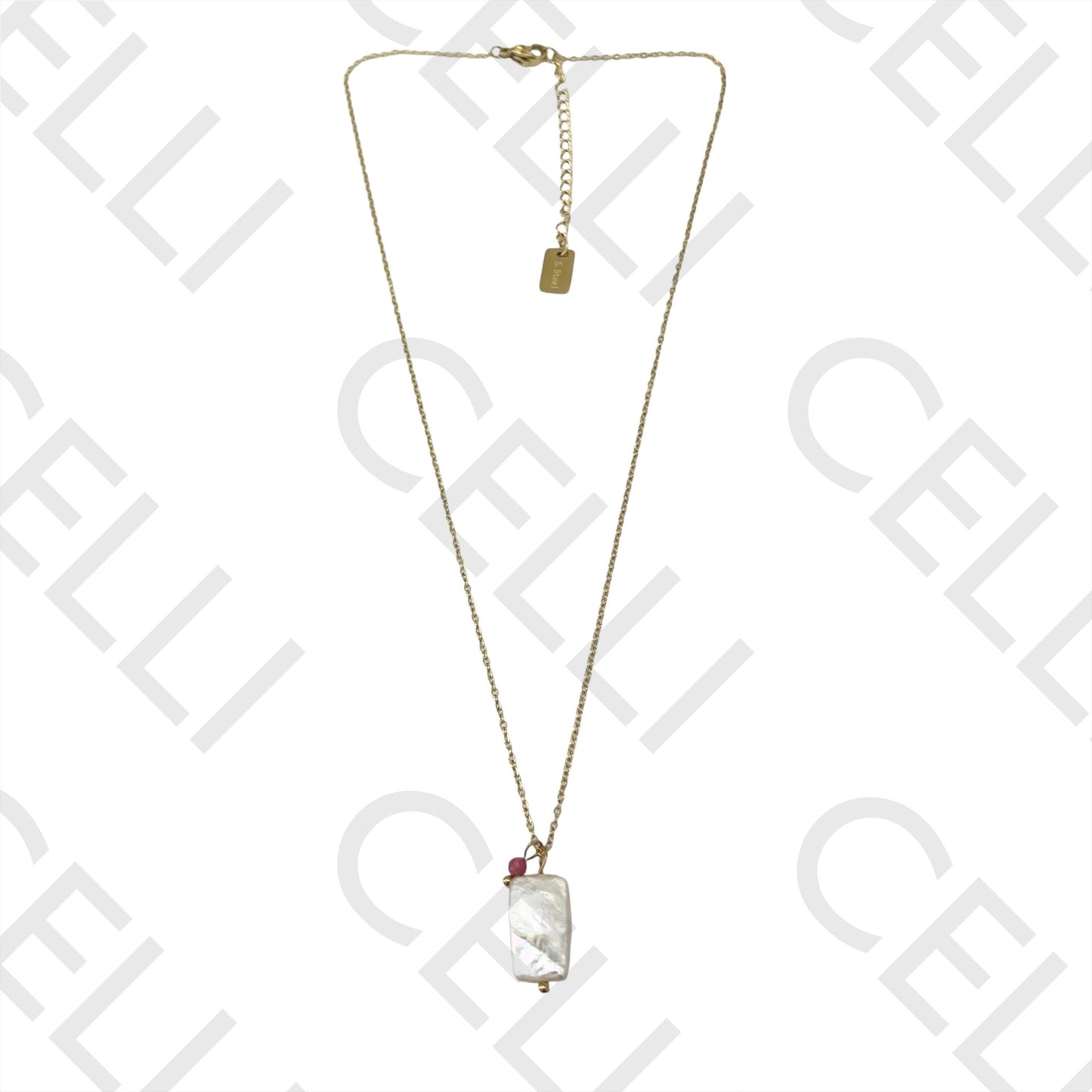 Steel Tail - square pearl with natural stones