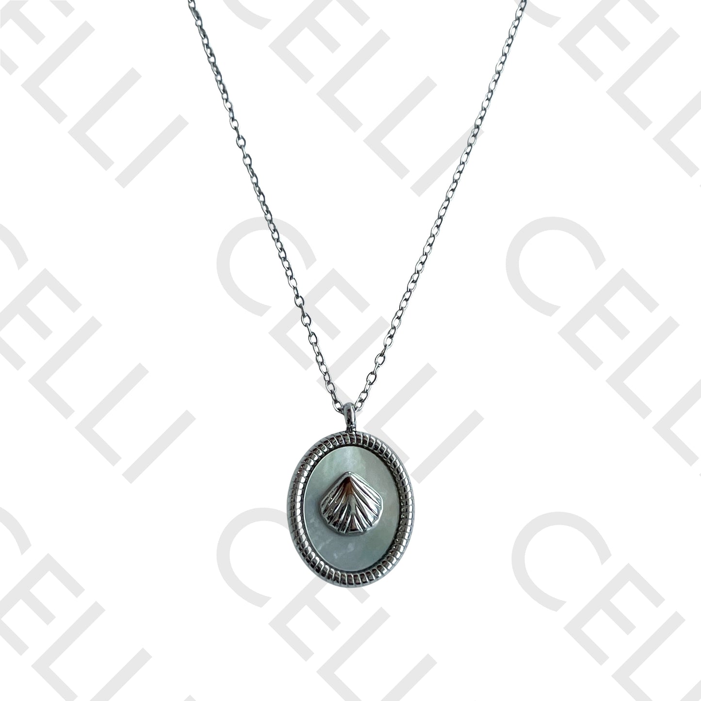 不锈钢项链 - 贝壳和珍珠母