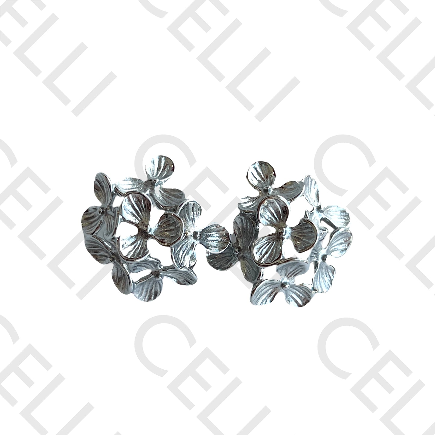 Steel Earring - Embossed Flower Design