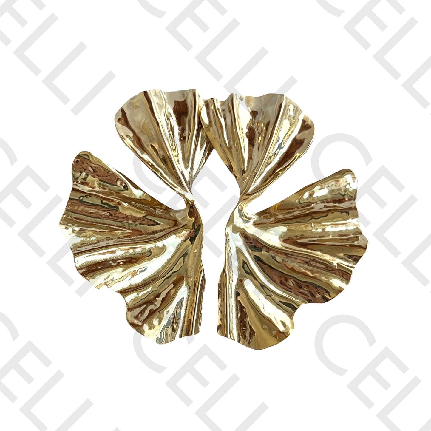 Steel earring - worked leaf