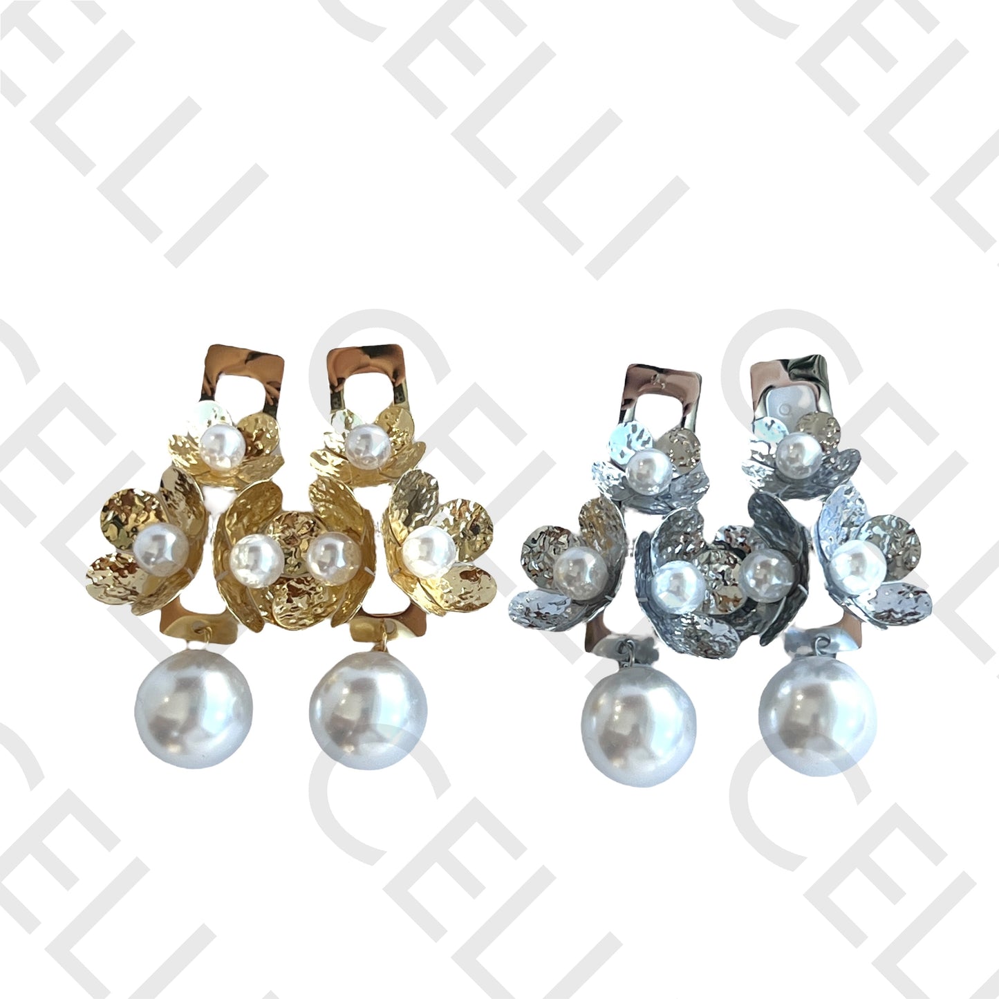 Salto de acero - flores con perlas