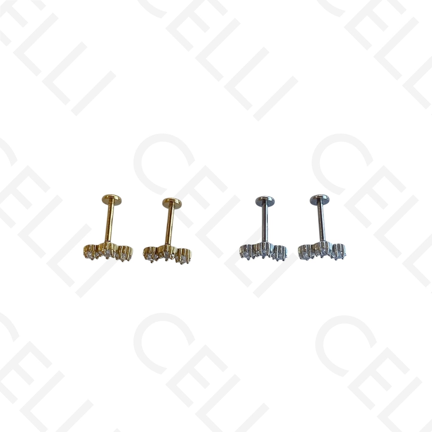 Piercing de Aço - três brilhantes formato estrela