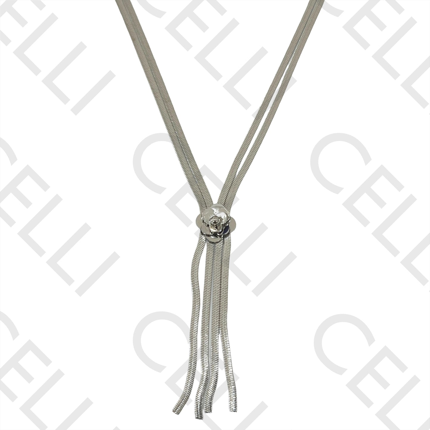 Flattened Double Snake Steel Necklace - Rose