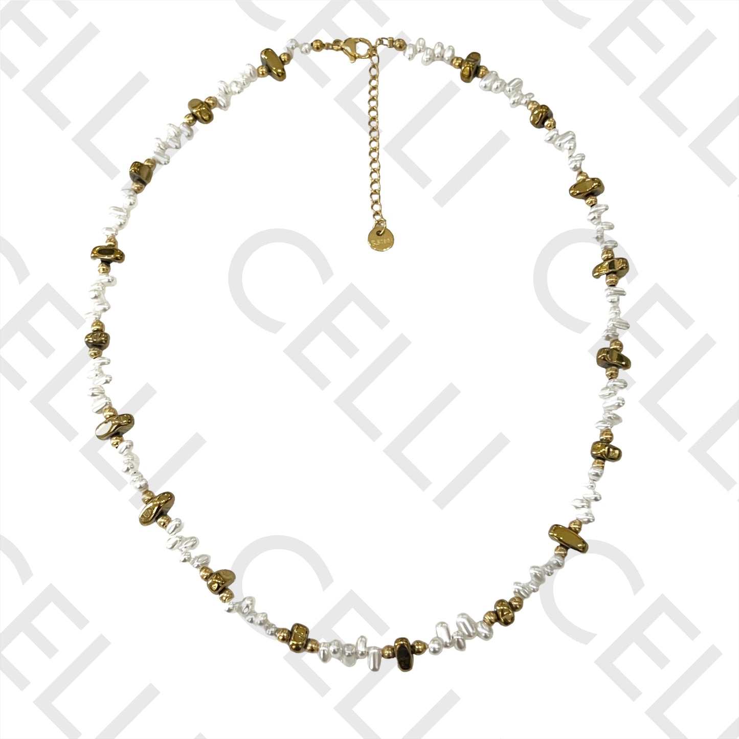 Colar / Pulseira de Aço - pérolas irregulares e hematitas