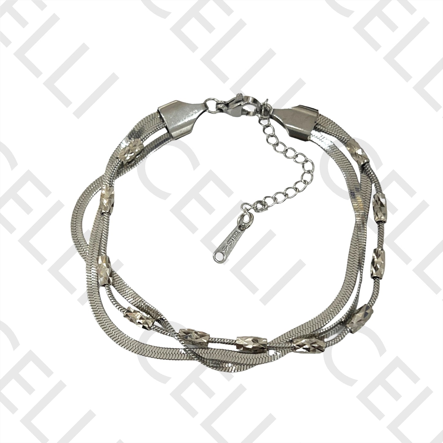 Pulsera de acero - triple serpiente extendida