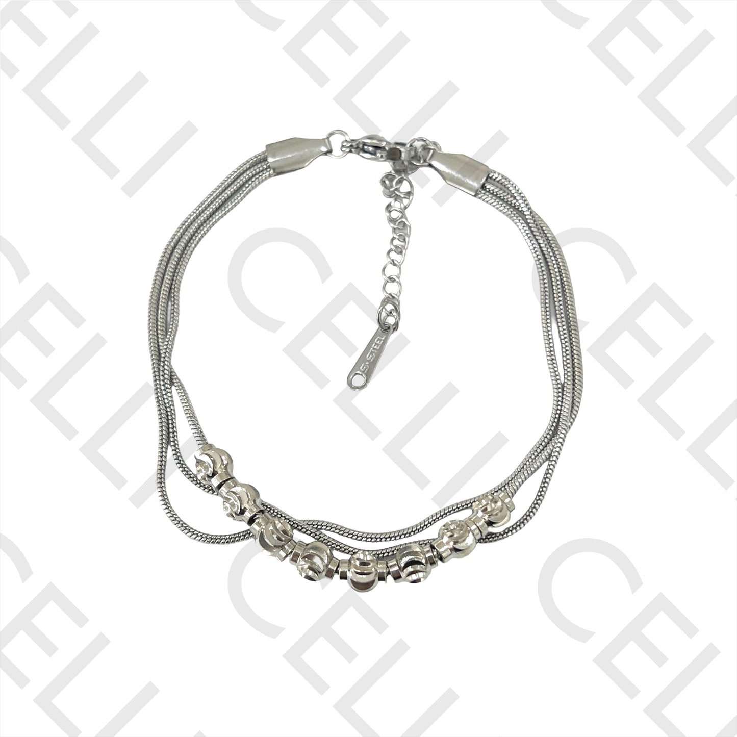 不锈钢手链 - 三重蛇形设计