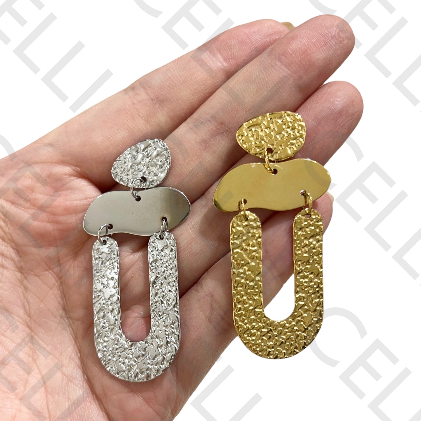 Steel Earring - Hammered Detail